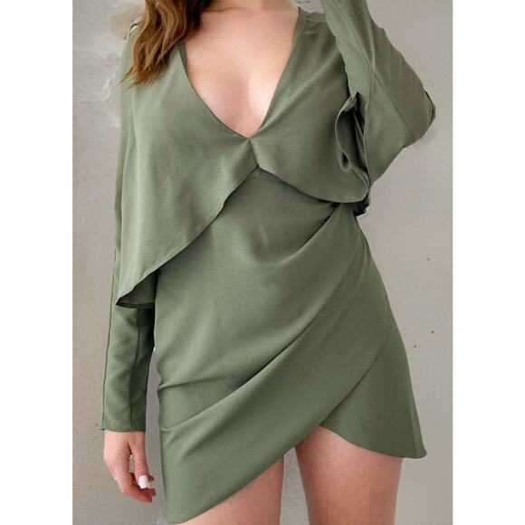 ASOS Design Olive Cape Dress Size US 8 - Picture 1 of 7